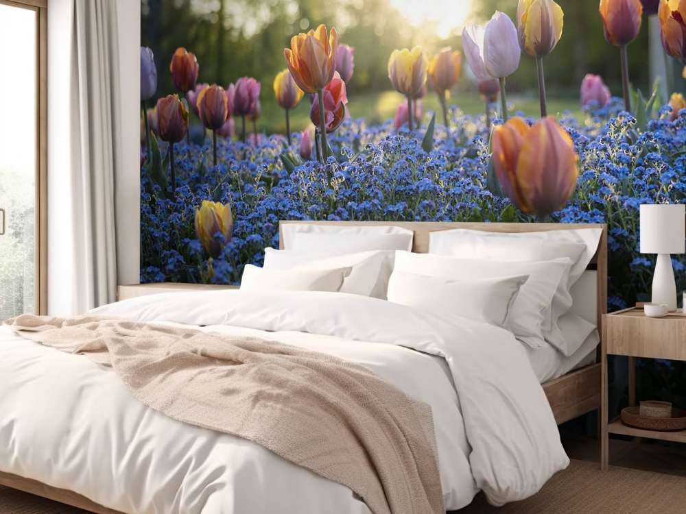 Champ de tulipes joyeux