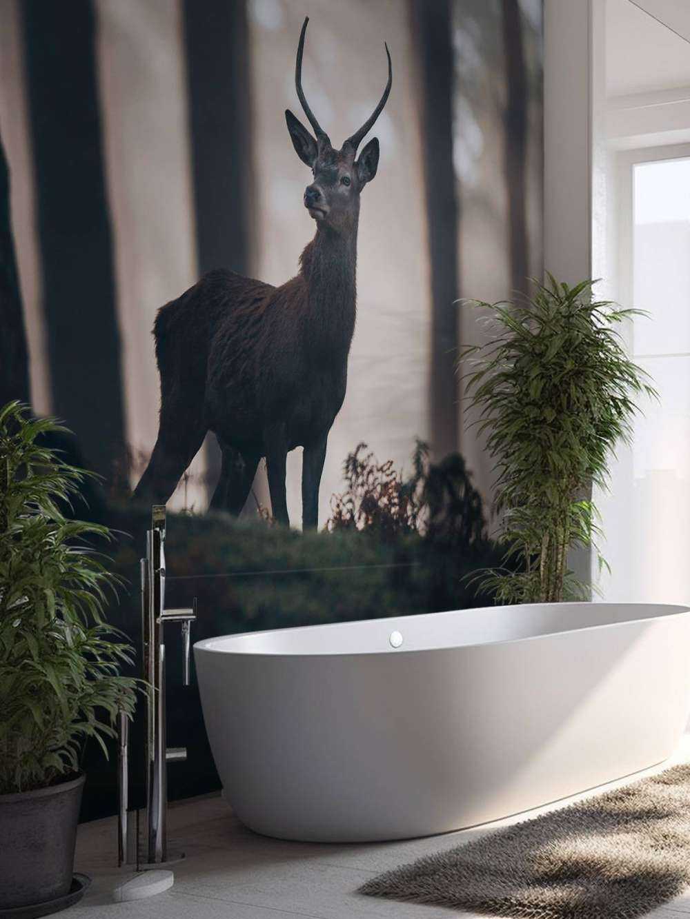 Cerf près des arbres