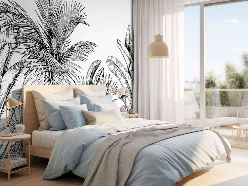 Palmiers et feuilles de bananier