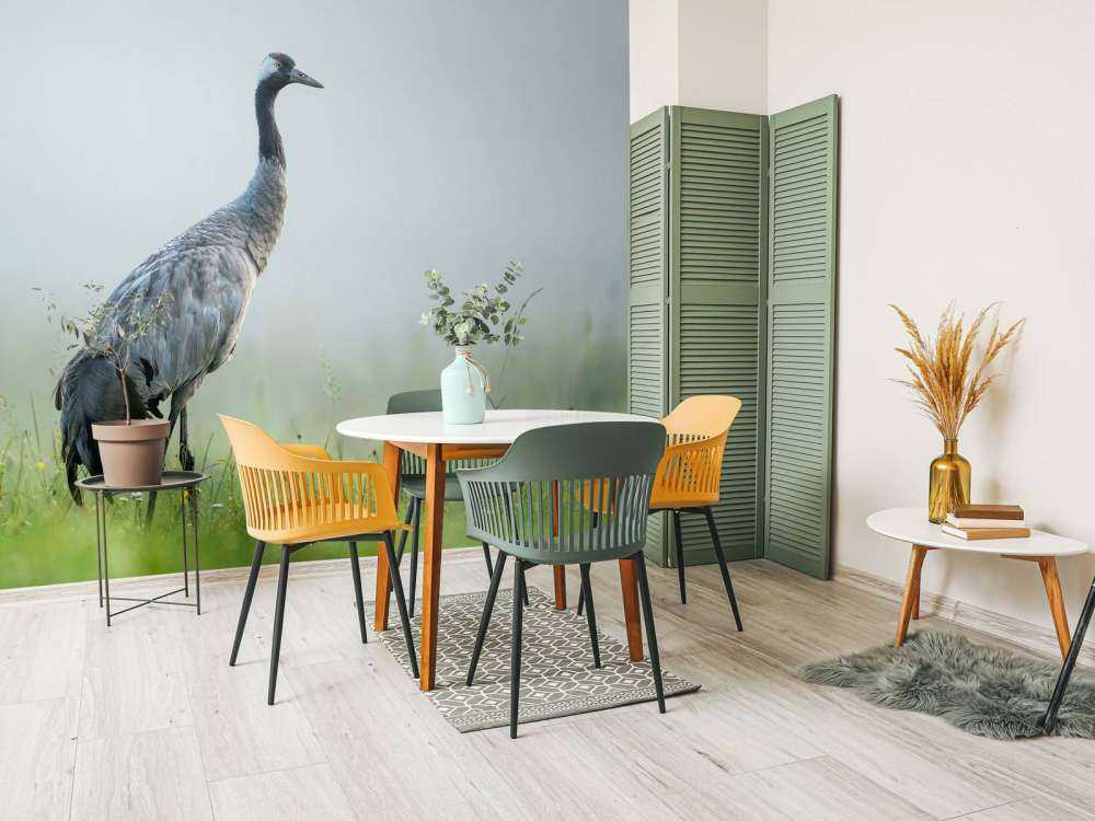 Grue dans la brume du matin