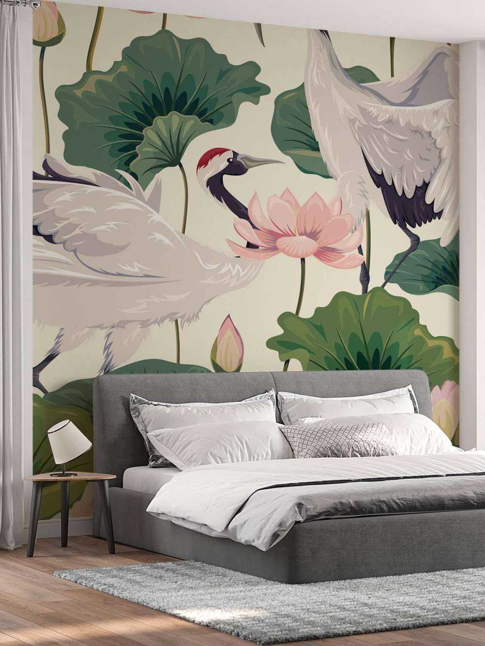 Couple de grues avec lotus