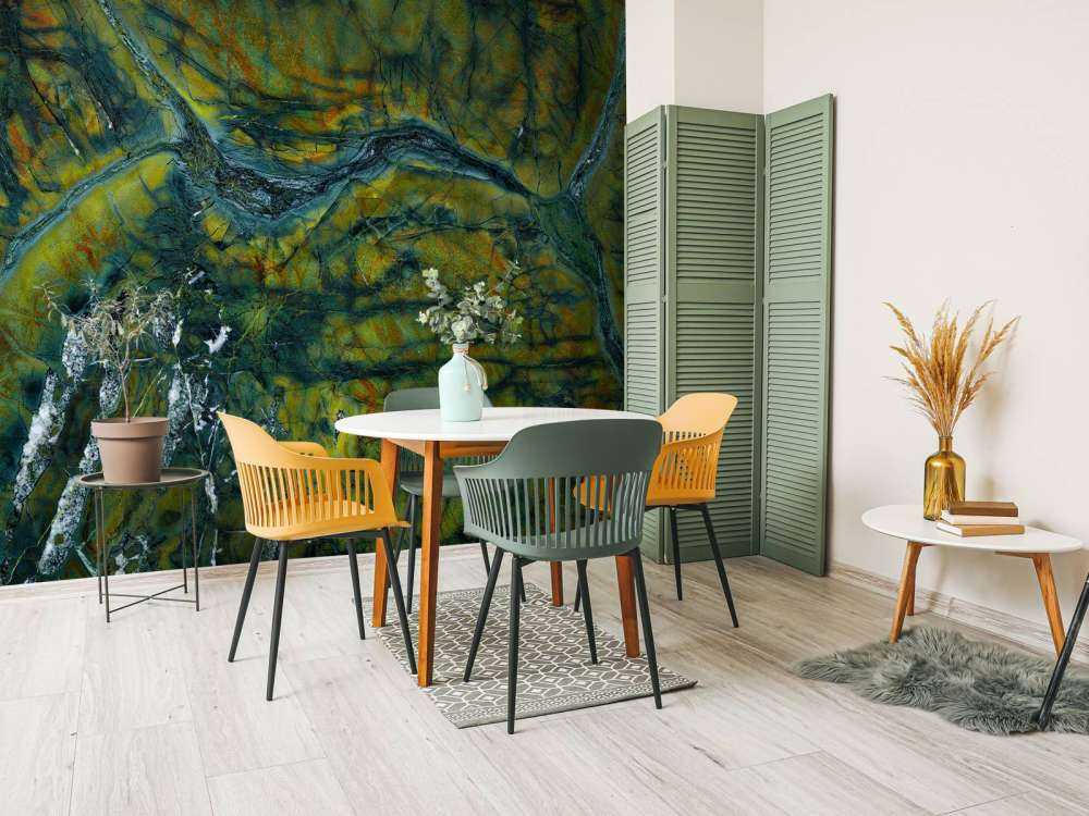 Marbre vert avec orange