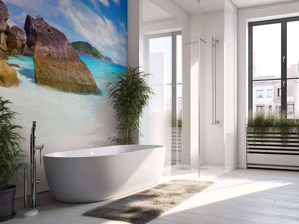 Photo panoramique d'une plage tropicale