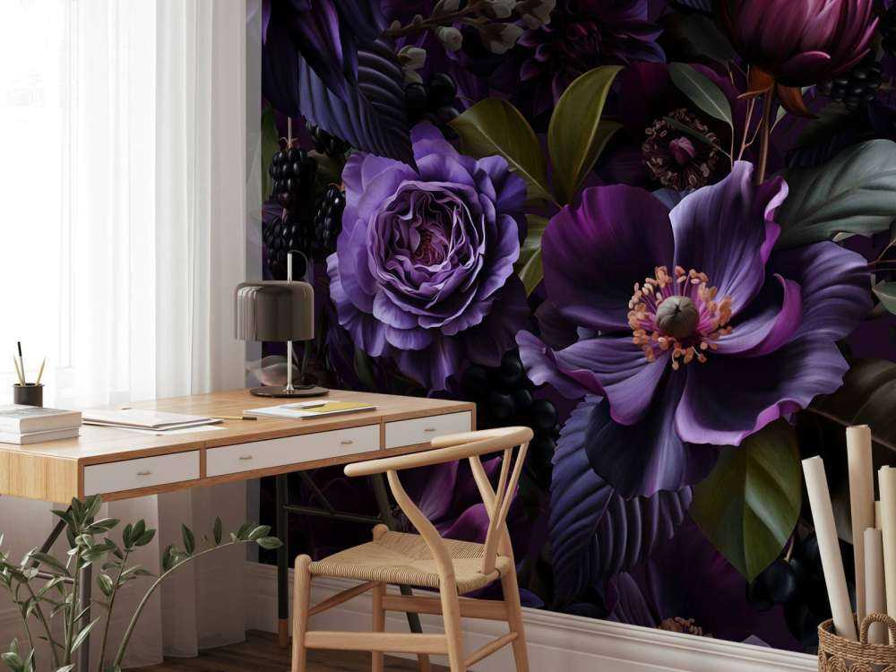 Midnight garden purple flower magic