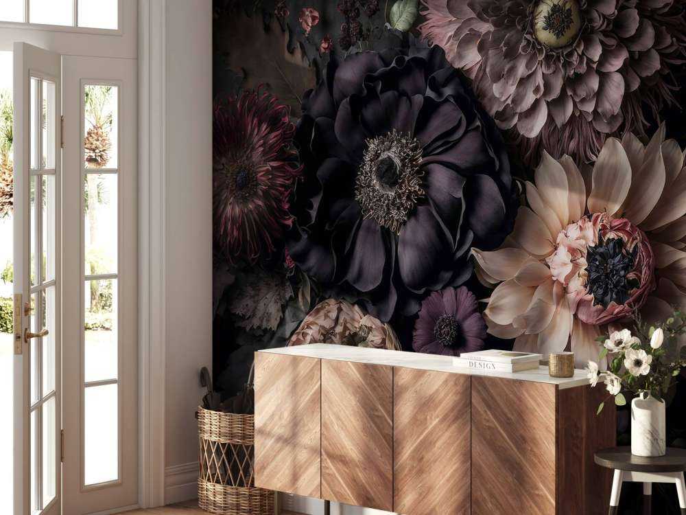 Fleurs sombres et mélancoliques, luxe bohème