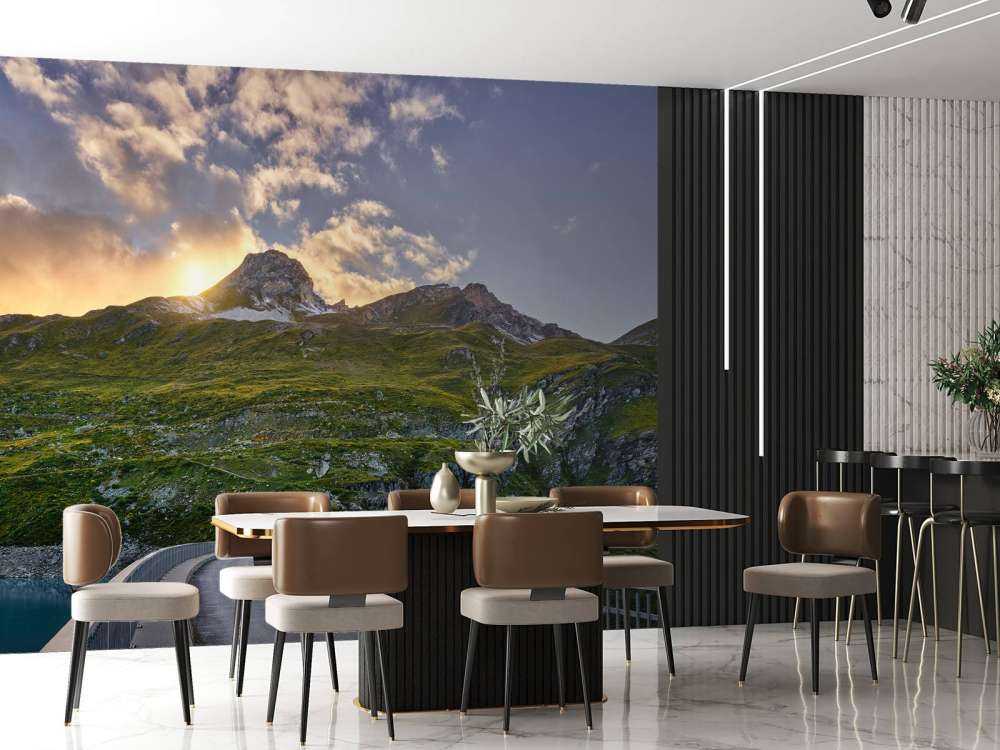 Coucher de soleil sur un réservoir