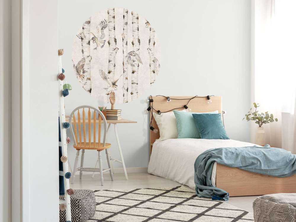 Birch and Owls - White - 120