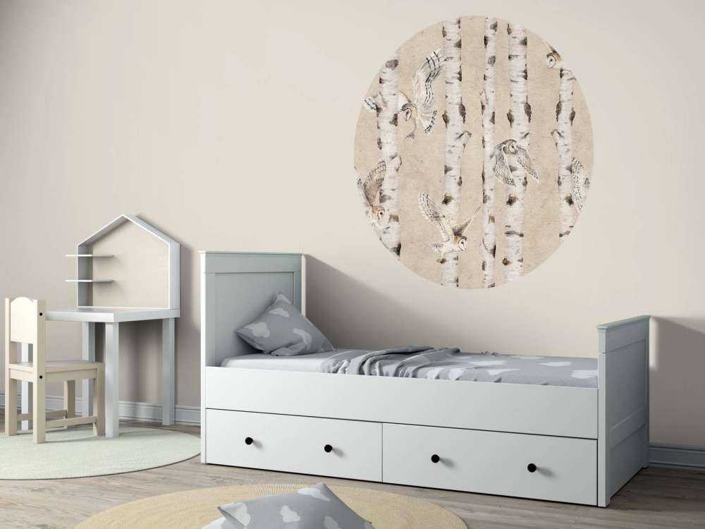 Birch and Owls - Beige - 120