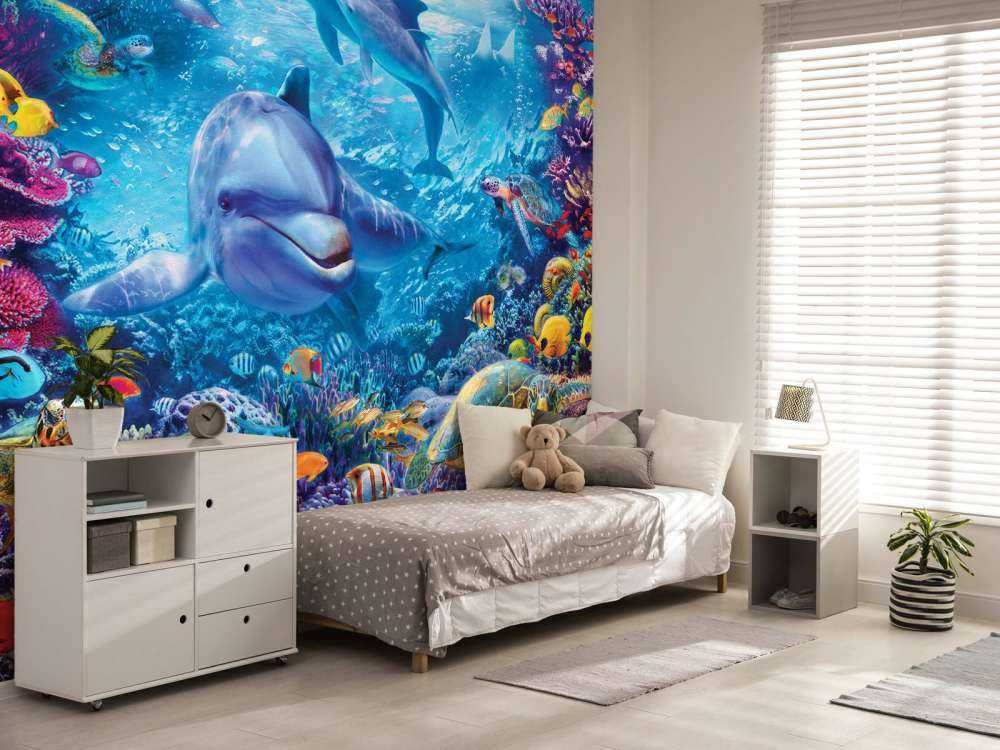 Underwater Dolphin and Turtle