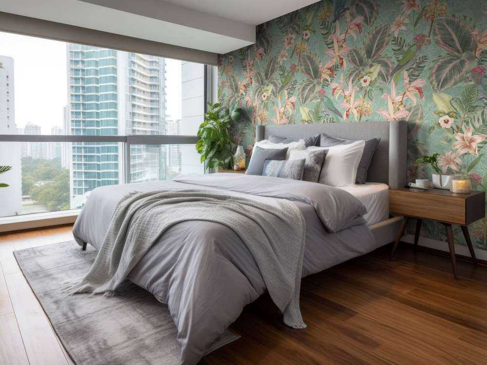 Oiseaux et perroquets de la jungle tropicale - vert menthe