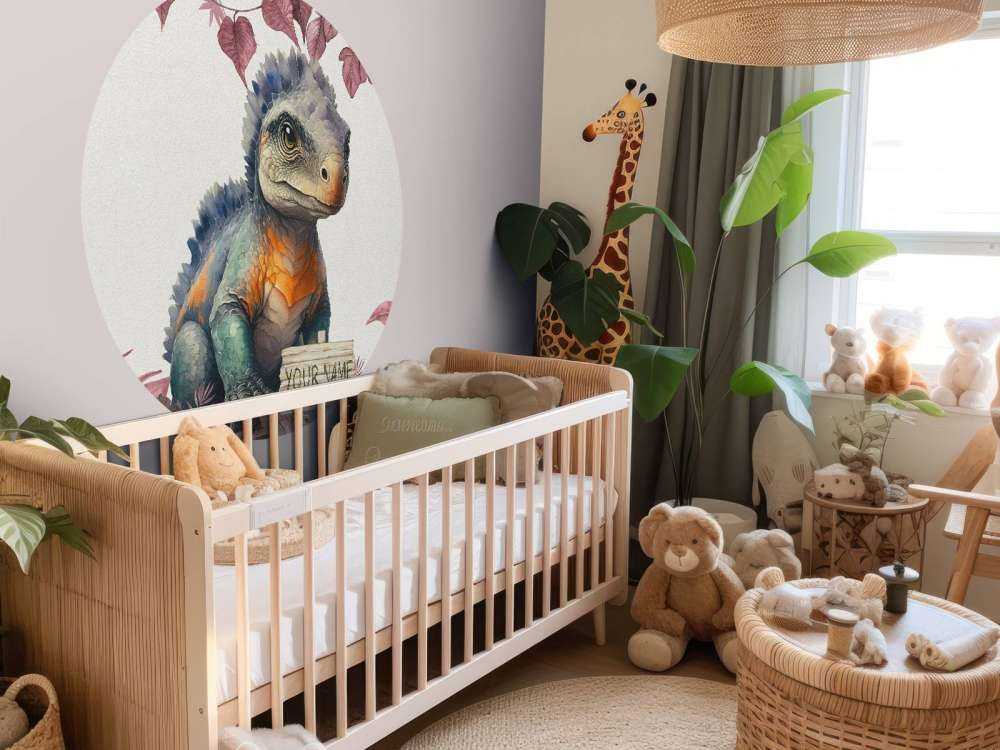 Bébé ankylosaure dans la jungle rose
