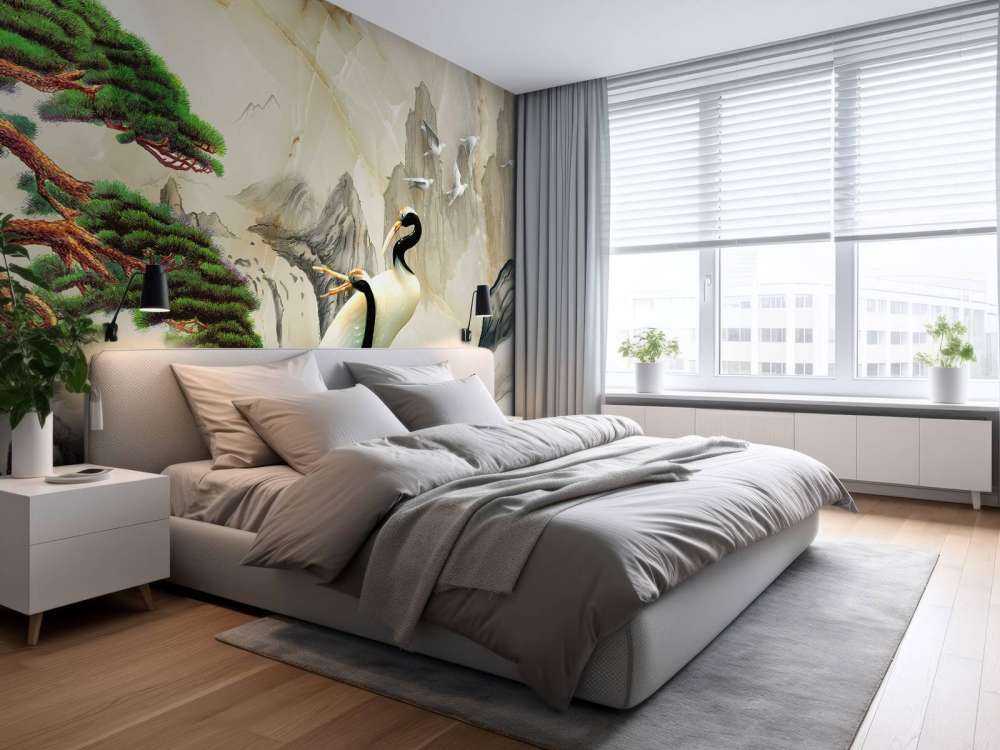 Des grues dans un monde imaginaire