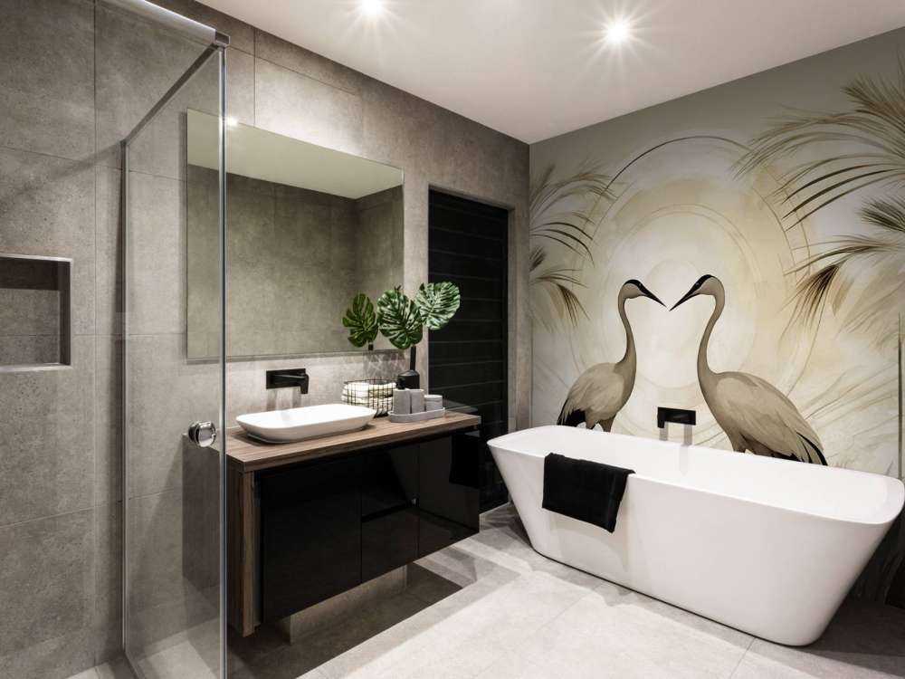 Grues au coucher du soleil taupe