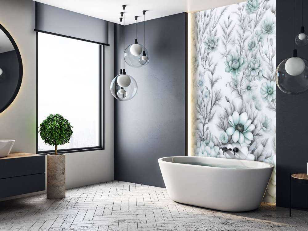 Mur floral romantique - bleu