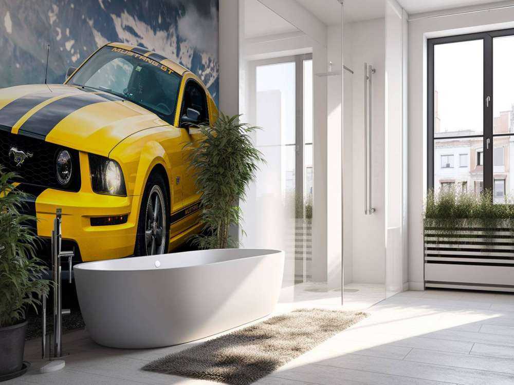 Mustang gelé dans un paysage montagneux