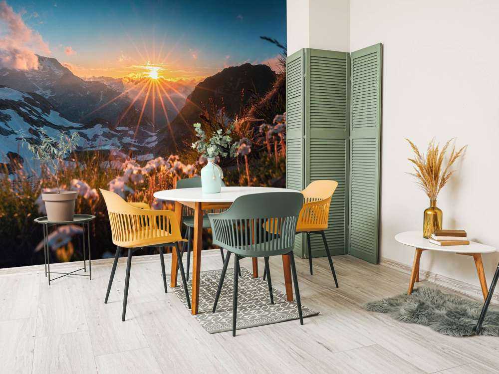 Lumière du soleil sur alpage alpin