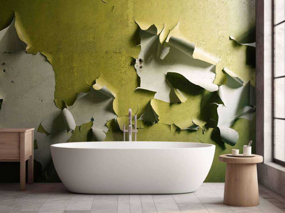 Peinture dégradante sur mur vert