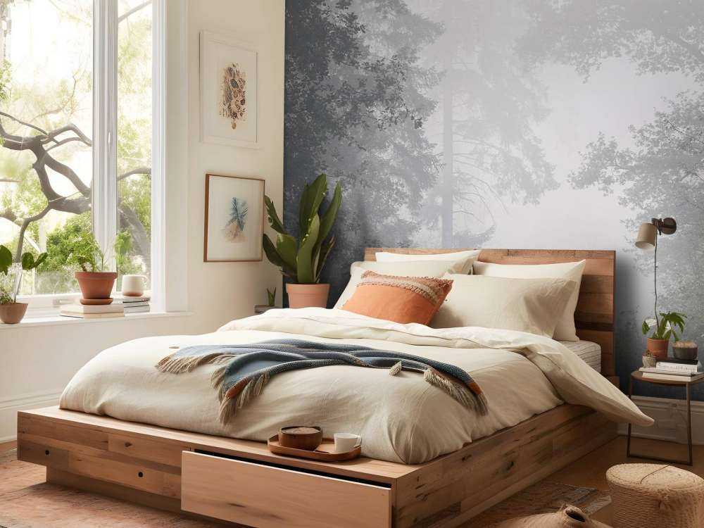 Route à travers la forêt brumeuse