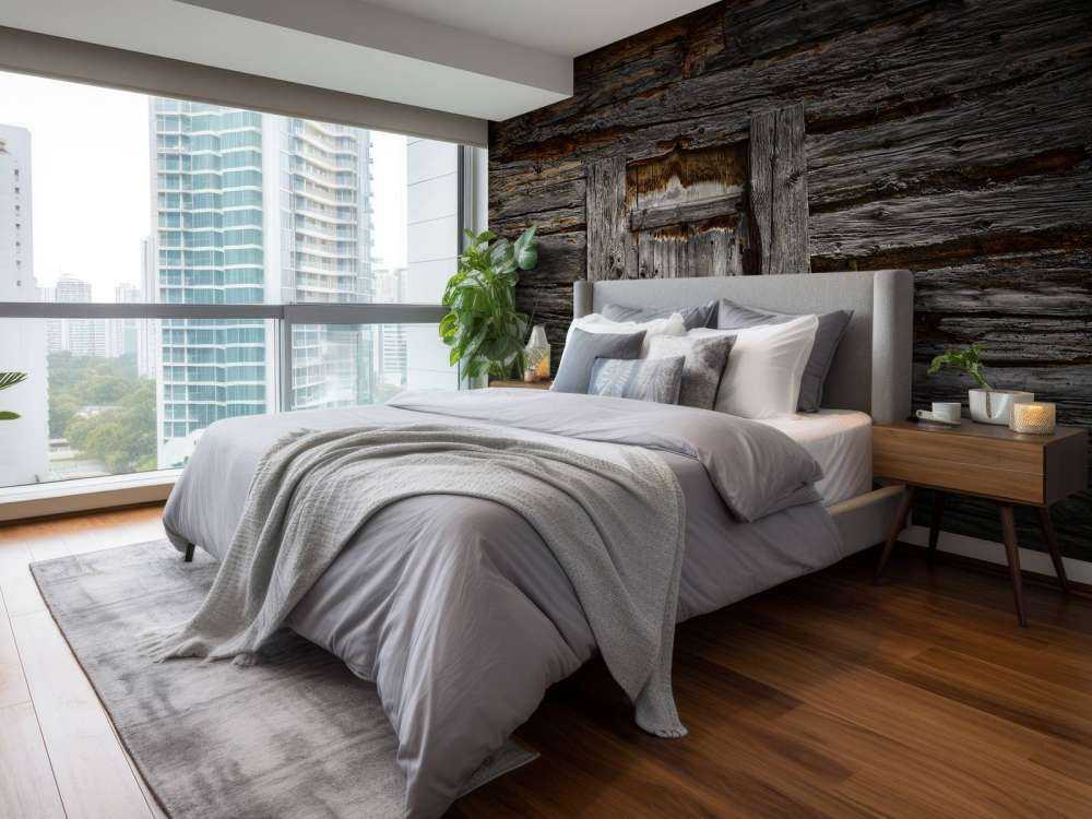 Bois foncé avec porte