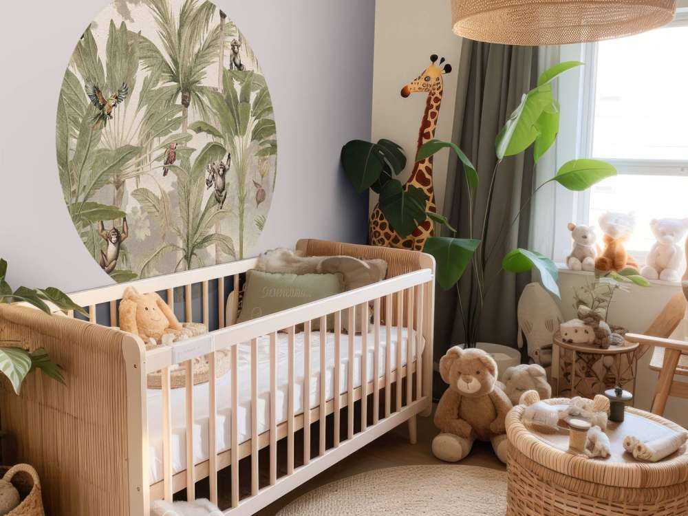 Jungle avec singes et perroquets