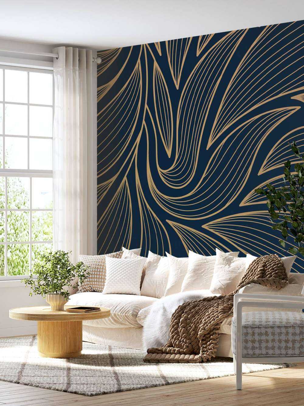 Fleurs art déco bleues