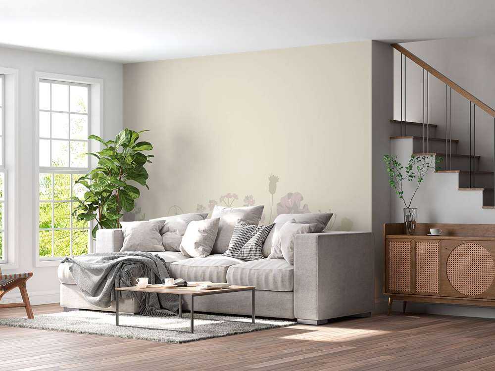 Champ de fleurs beige et vieux rose