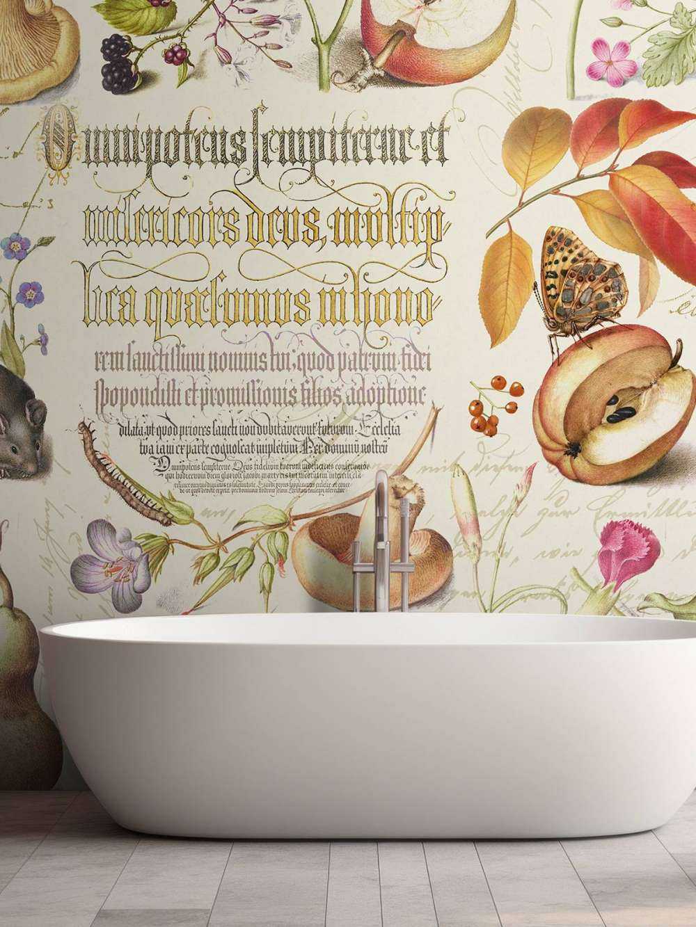 Botanical treasures by joris hoefnagel with plants fruits and calligraphy iii