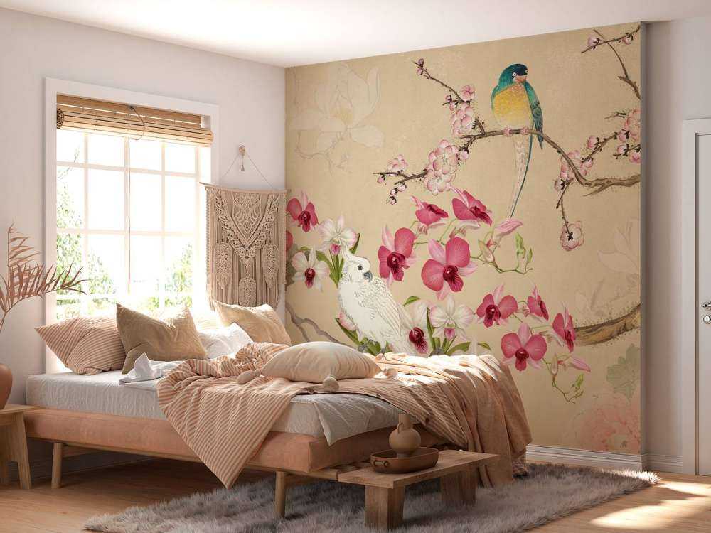 cacatoès chinoiserie florale
