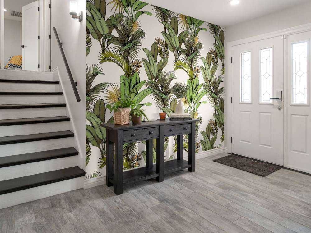 Feuilles de palmiers et de bananiers tropicaux
