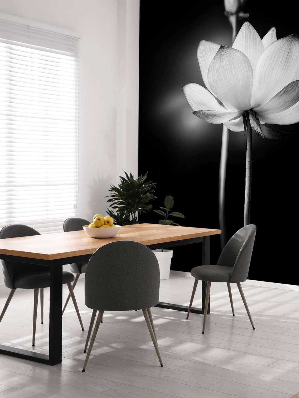 Fleurs de lotus en noir et blanc