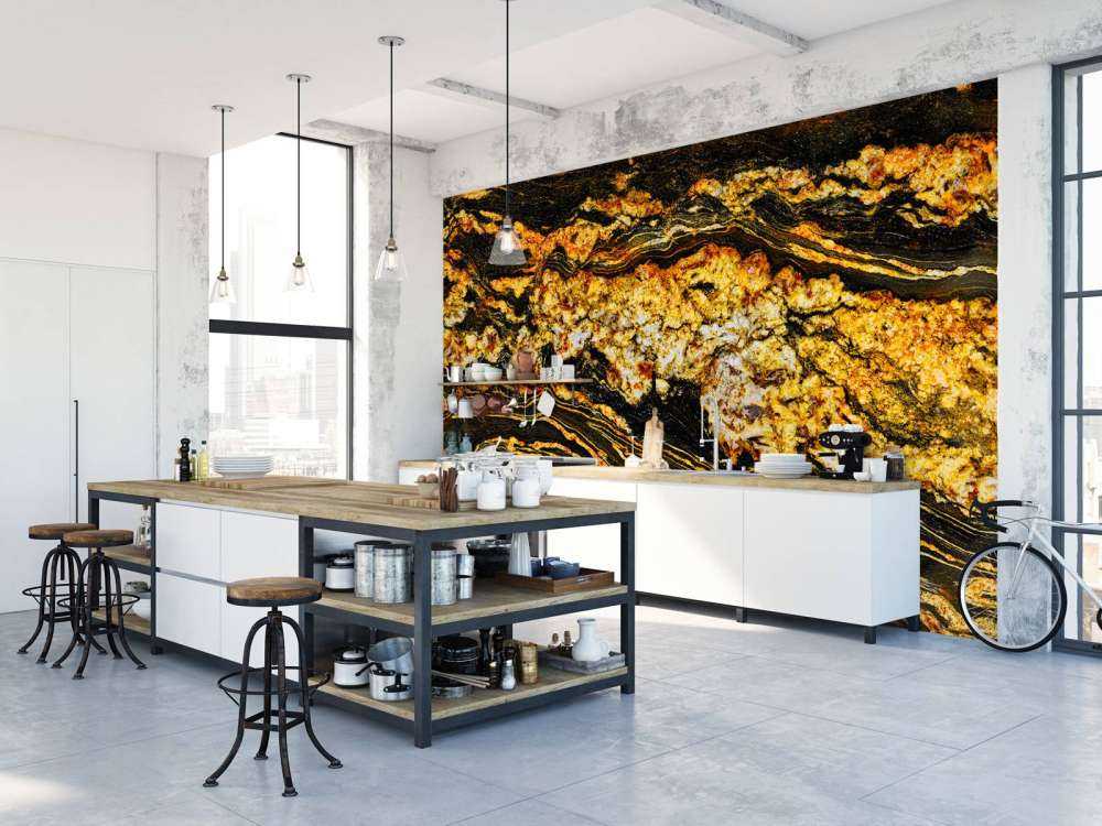 Marbre noir de couleur or