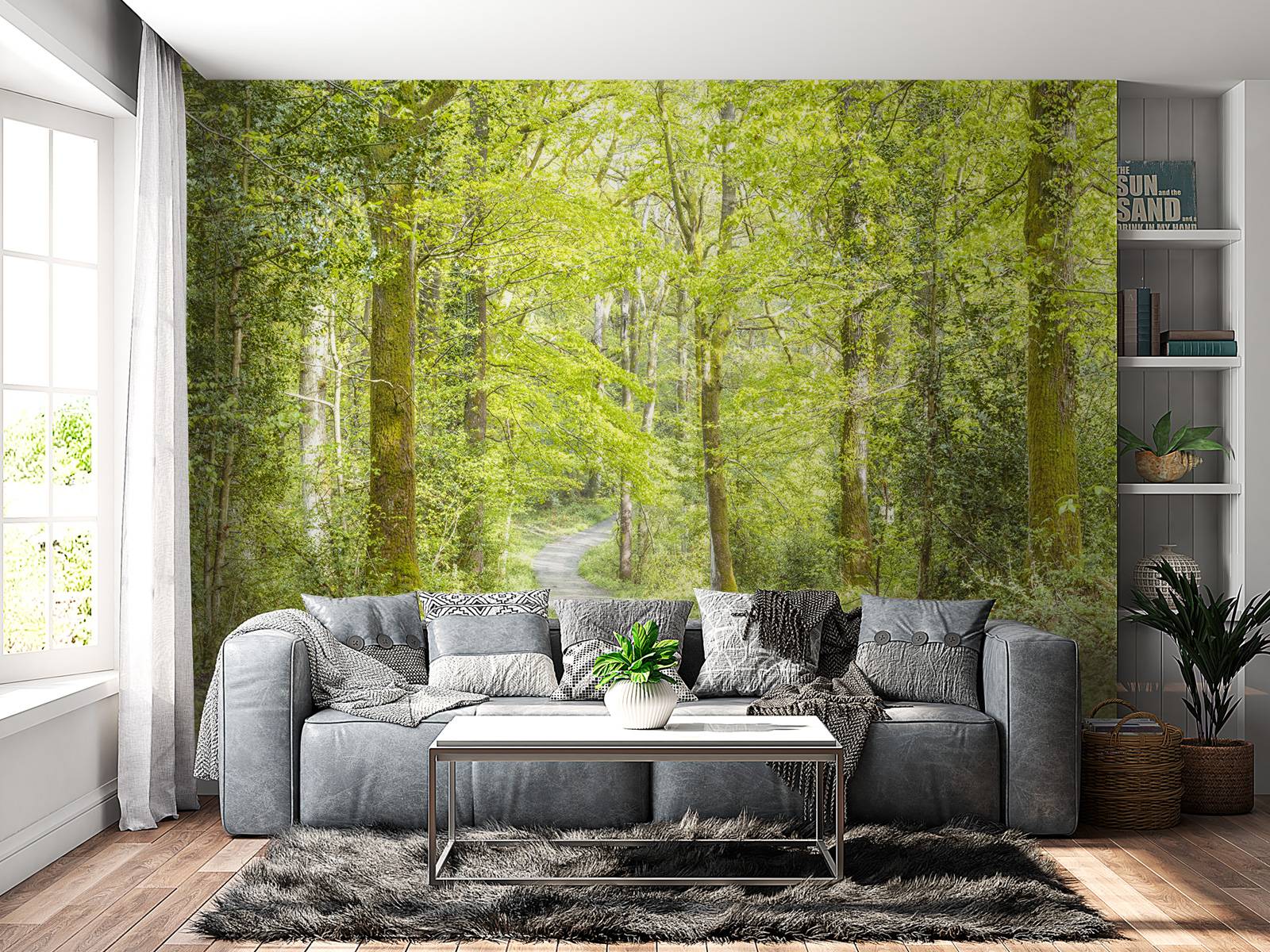 Papier Peint 3D Adhésif Vert Forêt Motif Romy N2775 - Autocollant Mural Amovible