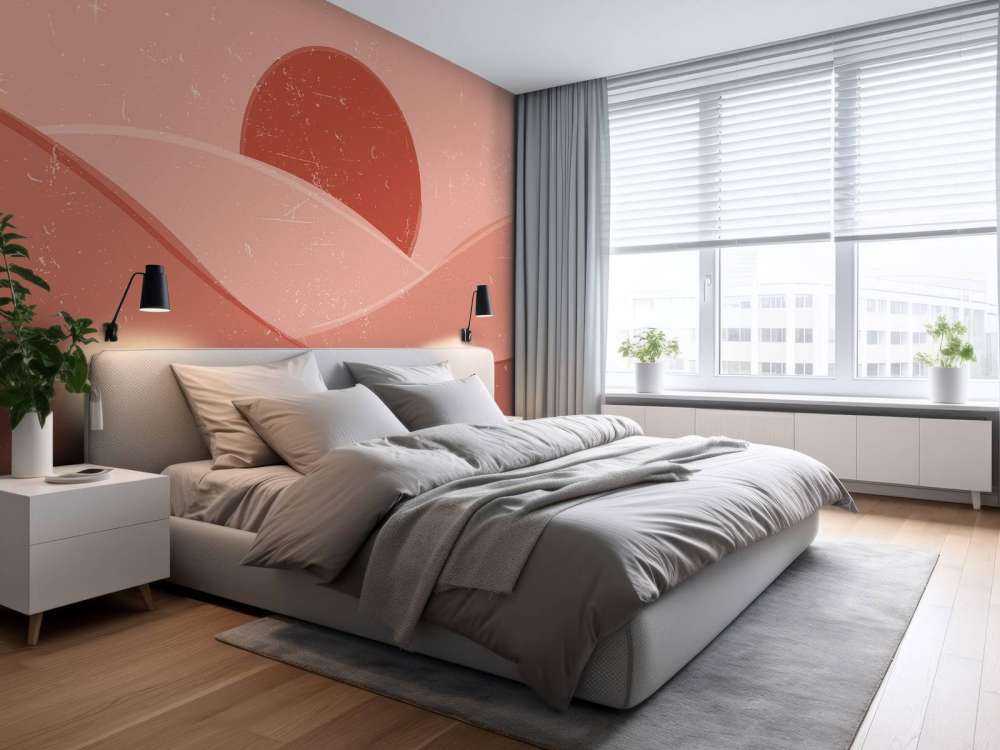 Vagues rouges devant le soleil