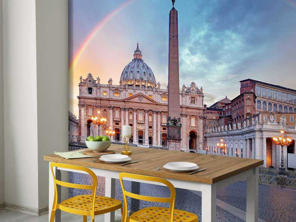 Place Saint-Pierre avec arc-en-ciel