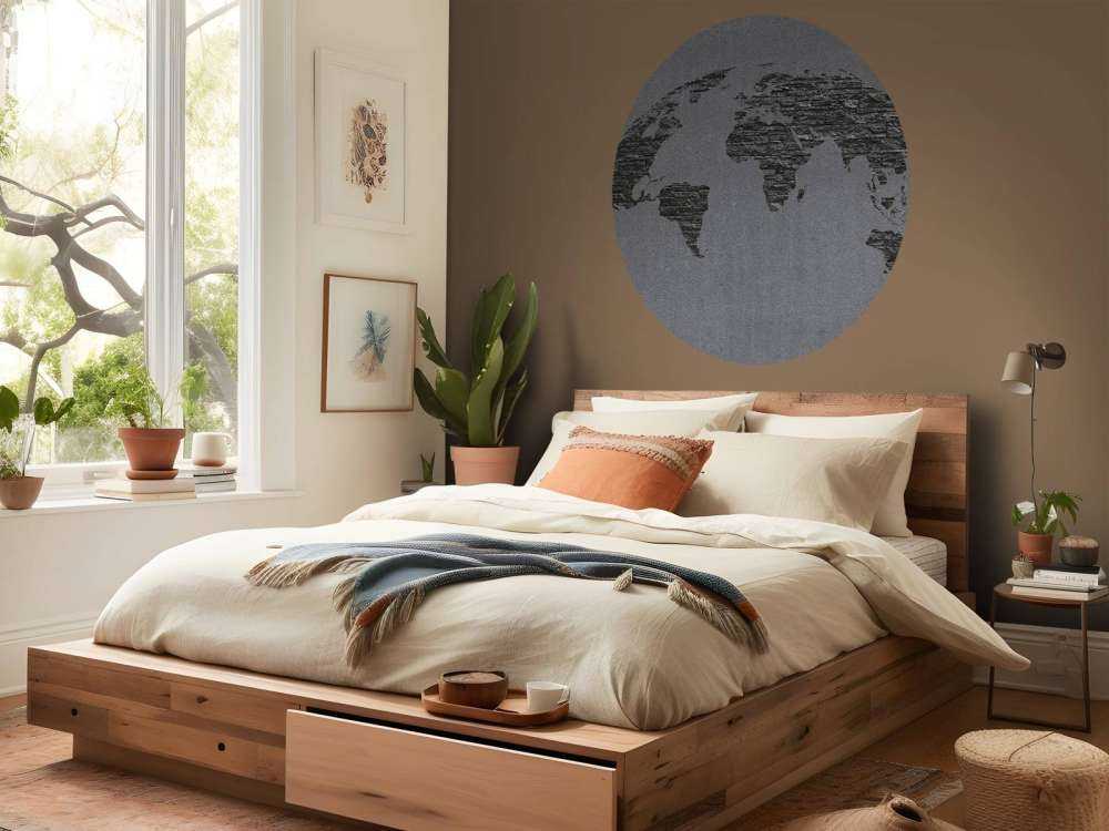 Pierres de la carte du monde sur du béton gris