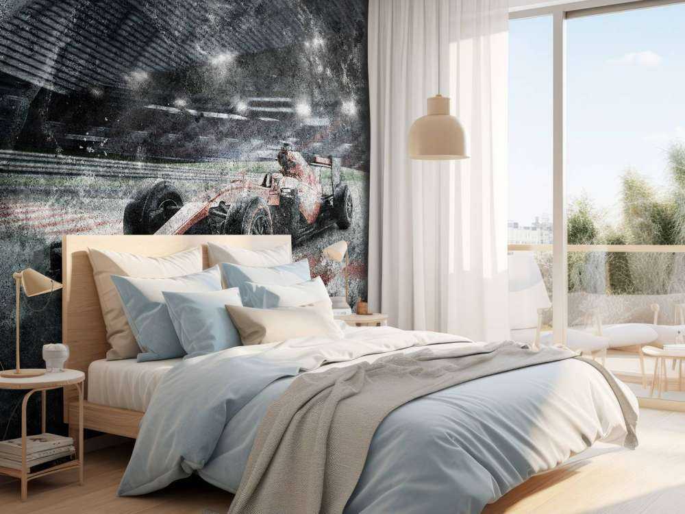 Voiture de course dans un stade