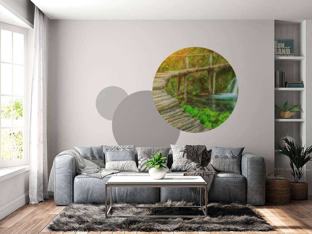 Pont en bois avec lumière du soleil