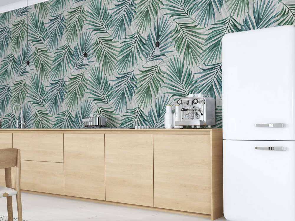 Feuilles de palmier bleues et vertes