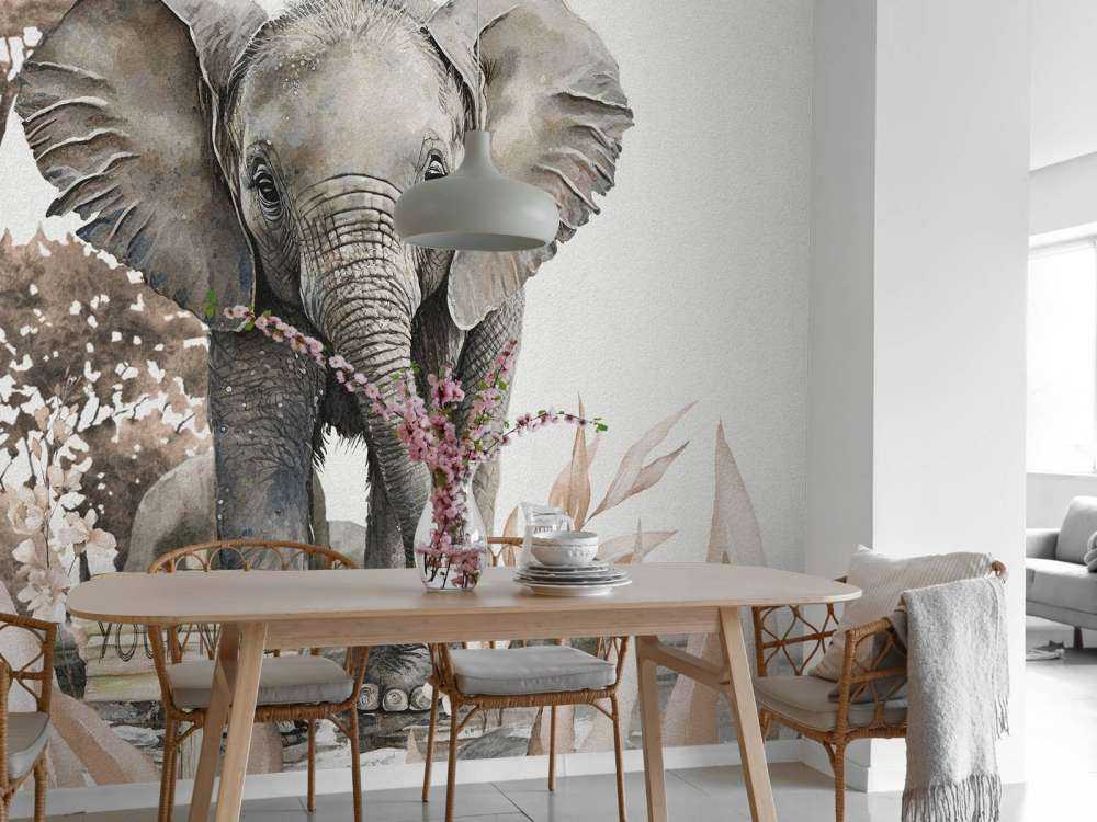 Bébé éléphant de la jungle taupe