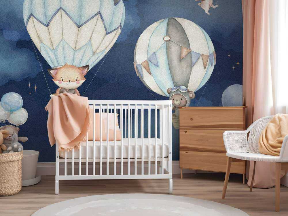 Voyage en mongolfière bleu