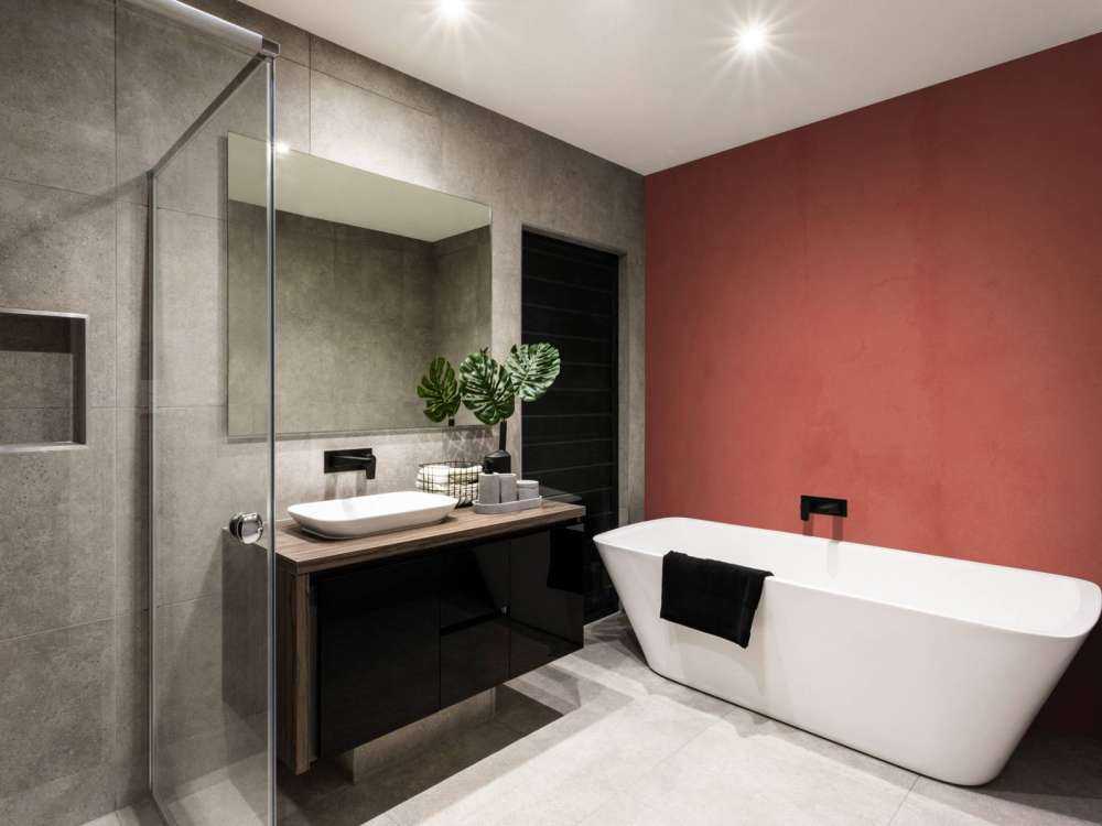 Béton rouge décoloré