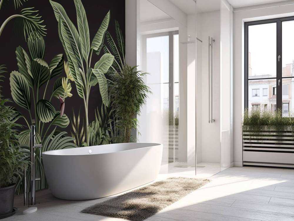 Palmier tropical sur fond sombre