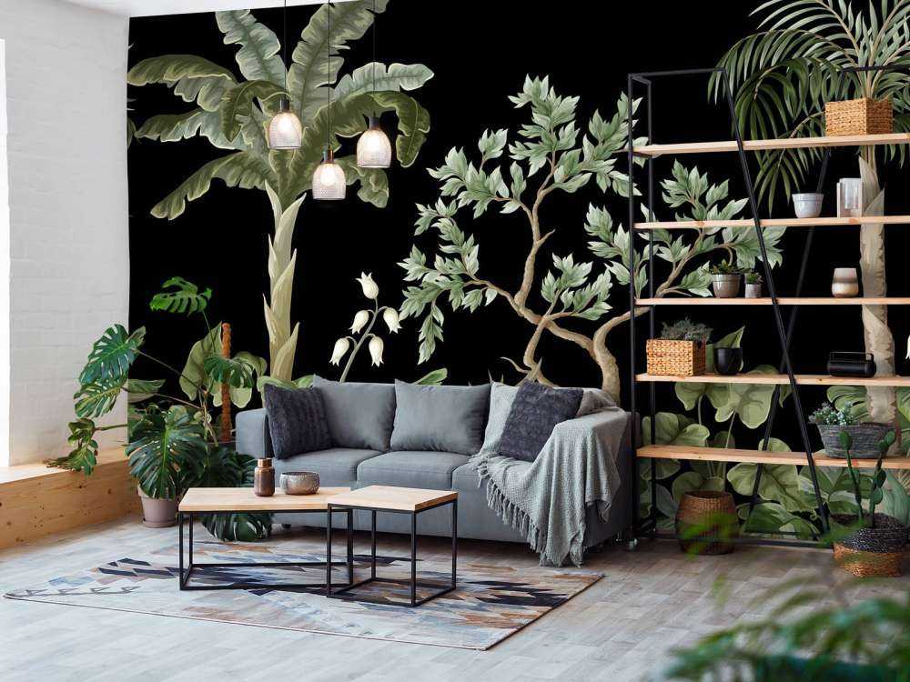 Arbres sur fond sombre