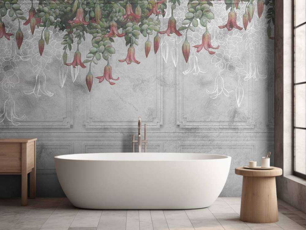 Mur gris classique avec fleurs