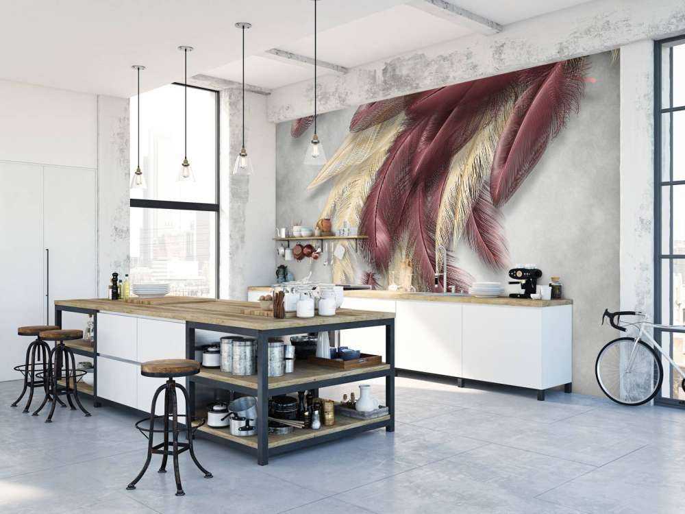 Plumes sur du béton