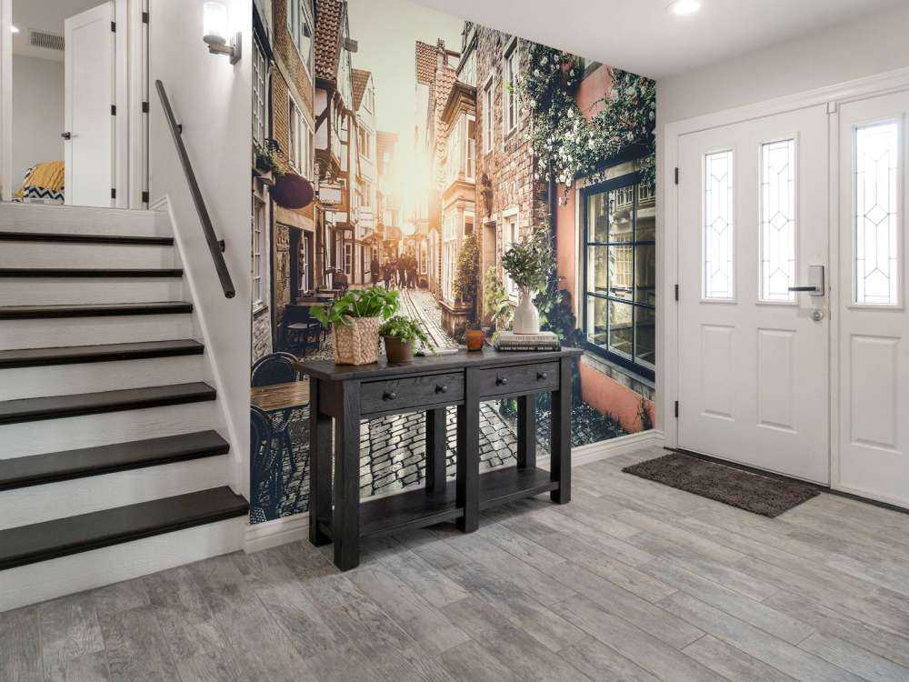 Coucher de soleil dans une vieille rue