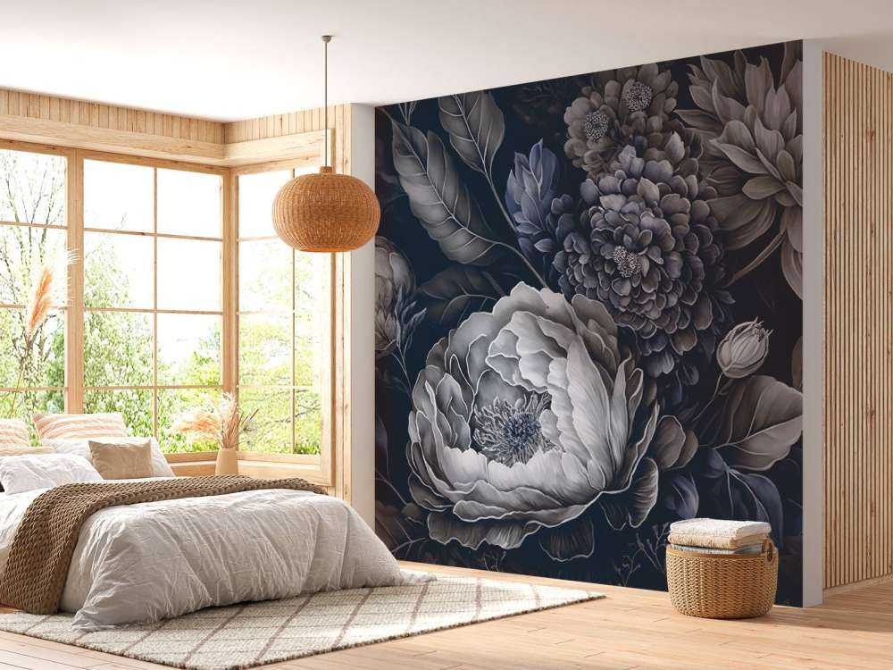 bleu baroque grand floral
