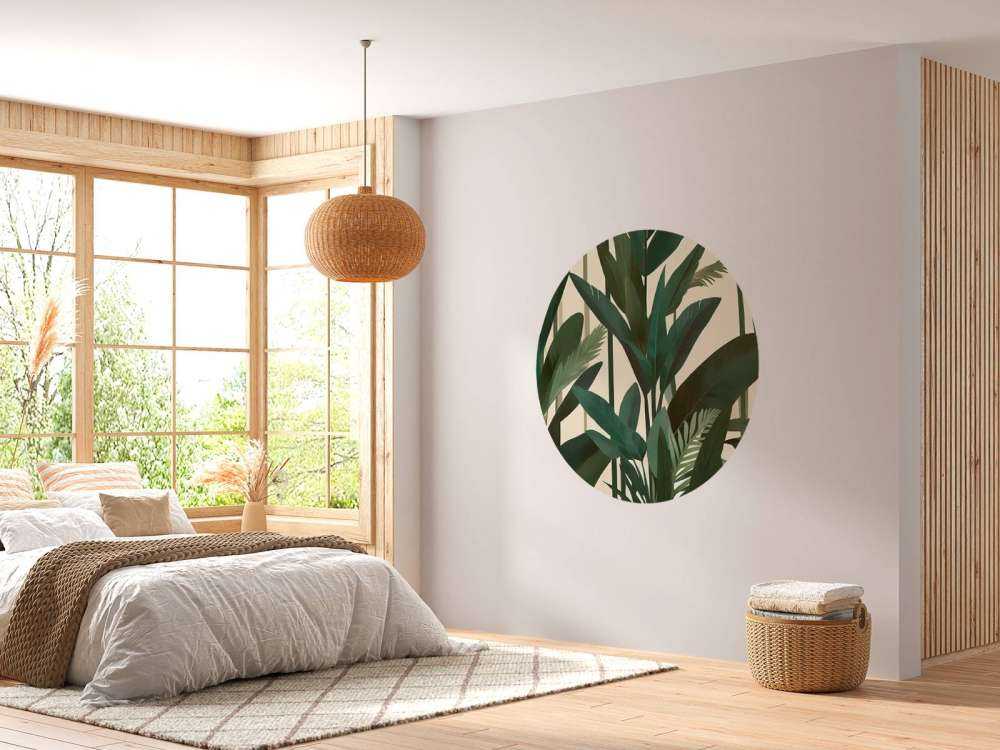 Feuilles tropicales en vert foncé