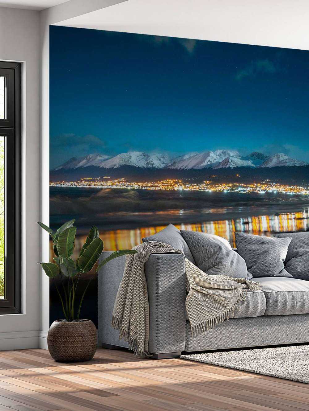 Lumière de nuit sur une côte enneigée