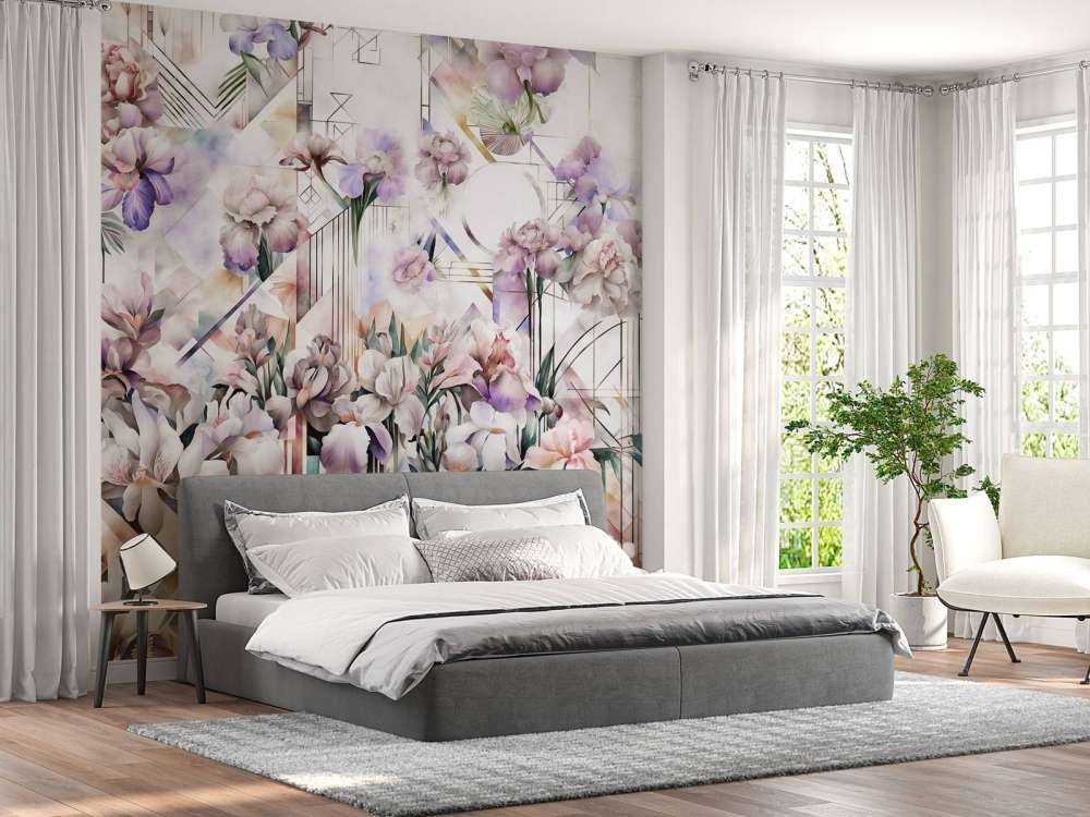 Immenses iris aquarelle roses